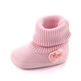 thumbnail image 3 of Dakaela 0-18M Baby Booties Newborn Infant Knit Sock Shoes Toddler Boys Girls Winter Warm Unisex First Walkers Ankle Crib Slippers Pink, 3 of 5