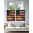 thumbnail image 4 of Vintage American Flag Tier Curtains 36 Inch Length,Sheer Curtains for Bedroom Living Room Window Farmhouse Shabby Retro Red Blue Small Half Window Kitchen Curtains & Drapes 27.5"x36" 2 Panels, 4 of 6