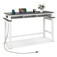 thumbnail image 1 of Costway Bar Table with Power Outlets Counter Height Table with Storage Compartments Wooden Grey, 1 of 10