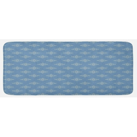 

Geometric Kitchen Mat Renaissance Inspired Medieval Shapes Motifs Vintage Floral Arrangement Plush Decorative Kitchen Mat with Non Slip Backing 47 X 19 Slate Blue Cream by Ambesonne