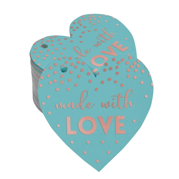 Inkdotpot Made With Love Wedding Bottle Tag Real Rose Gold Foil Favor Hang Tags Pack Of 50