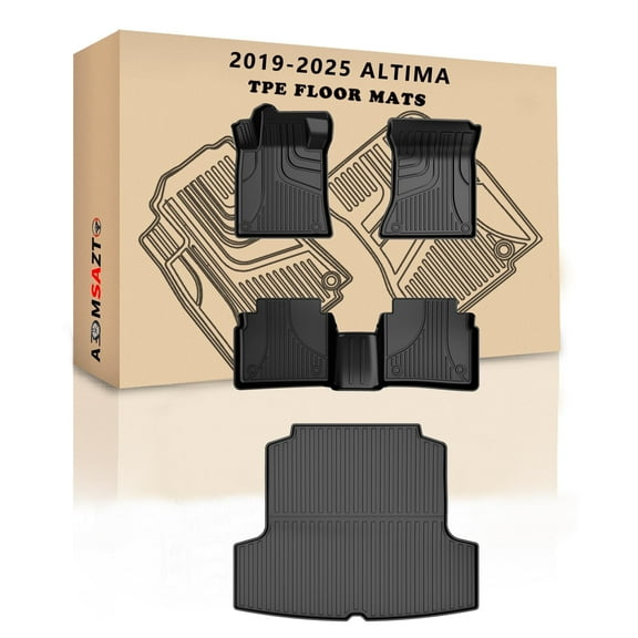 Floor Mats & Cargo Liner Set for Nissan Altima 2025 2024 2023 2022 2021 2020 2019, All Weather TPE Car Mats Custom Fit Altima Floor Liners, 1st & 2nd Row, Black