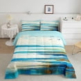thumbnail image 2 of spefrowx Brushstroke Seascape Full Size Comforter Sets for Kids, Sky Blue Minimalist Seagull Lake Mountain Bedding Comforter Set, Navy Reversible, 3-Piece, 1 Comforter and 2 Pillowcases, 2 of 6