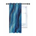thumbnail image 7 of Blue and Gold Marble Thermal Insulated Blackout Curtains for Bedroom 24 Length Modern Abstract Ocean Blue Gradient Room Darkening Curtain 1 Panel Grommet Window Curtain Drape for Living Room, 7 of 7