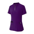 thumbnail image 4 of IYYVV Womens Stretch Zipper Mock Neck Scrubs Set, Medical Nursing Tops with Six Pocket Scrubs Jogger Pants Purple XL, 4 of 6