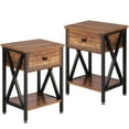 thumbnail image 4 of VECELO 3-piece Bedroom Set Include Full Bed Frame with 2 Nightstands, Slate&Brown, 4 of 8