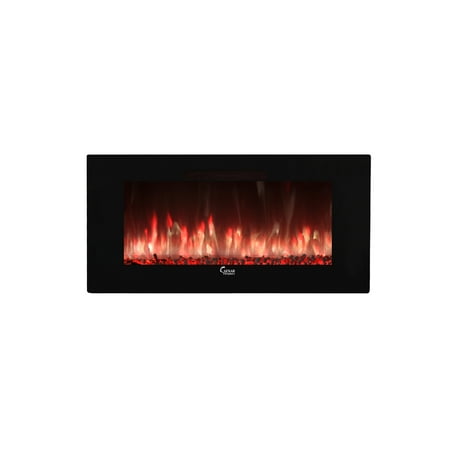 Caesar Luxury CHFP-40B Linear Wall Mount Recess Freestanding Multicolor Flame Electric Fireplace with Backlight, (Best Electric Linear Fireplace)