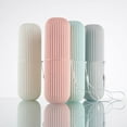 thumbnail image 3 of Toothbrush Holder Stripe Travel Toothpaste Storage Box Plastic Bathroom Wash Cup Traveling Outdoor Hiking Toothbrush Case, 3 of 9