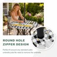thumbnail image 4 of Round Outdoor Tablecloth with Umbrella Hole and Zipper, Daisy Bees Gnomes Tablecloth with Elastic Waterproof, Black White Plaid Farmhouse Patio Table Covers for 31" - 35" Picnic Pool Tables, 4 of 9