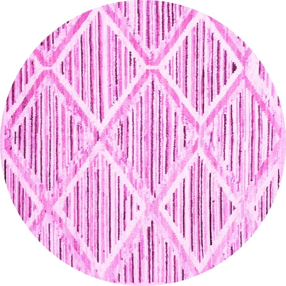 Ahgly Company Indoor Round Abstract Pink Contemporary Area Rugs, 8' Round