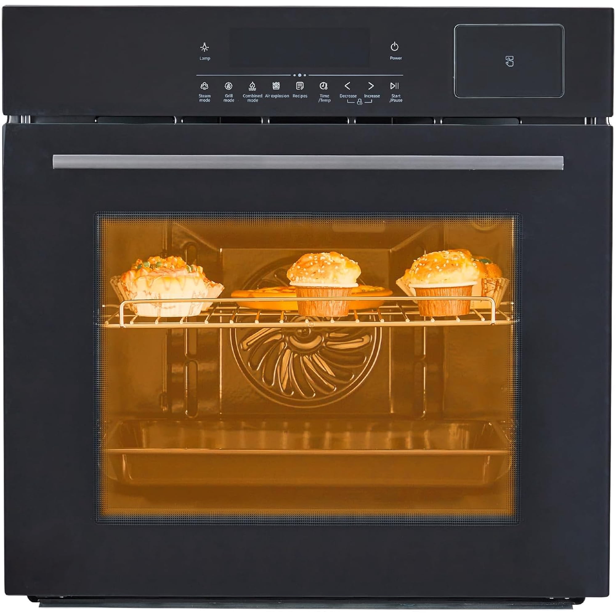 Single Wall Oven 24", Built-in Electric Ovens with Steam&Grill&Air Frying Mode, 3000W, 240V, 2.5Cu.ft Convection Built-in Oven, Stainless Steel, Touch Screen
