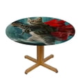 thumbnail image 3 of Orinice Cute Cat Round Table Cover Stain Resistant Washable Indoor Outdoor Tablecloth Kitchen Dining Wedding Parties Picnic Camping 100% Polyester Fiber 42-46, 3 of 8