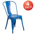 thumbnail image 4 of Commercial Grade 4 Pack Blue Metal Indoor-Outdoor Stackable Chair, 4 of 9
