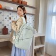 thumbnail image 5 of Bow Print Large Capacity Backpack, Multi-Pocket Zipper Closure School Bag with Pendant for Travel Work Shopping (Blue), 5 of 10