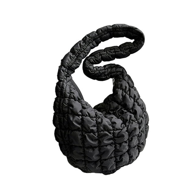 Sonducket Bolso cruzado artesanal exquisito para mujer, poliéster resistente al desgarro con bandolera de costura fina, para mujer Bolsas de mensajero y de hombro negro