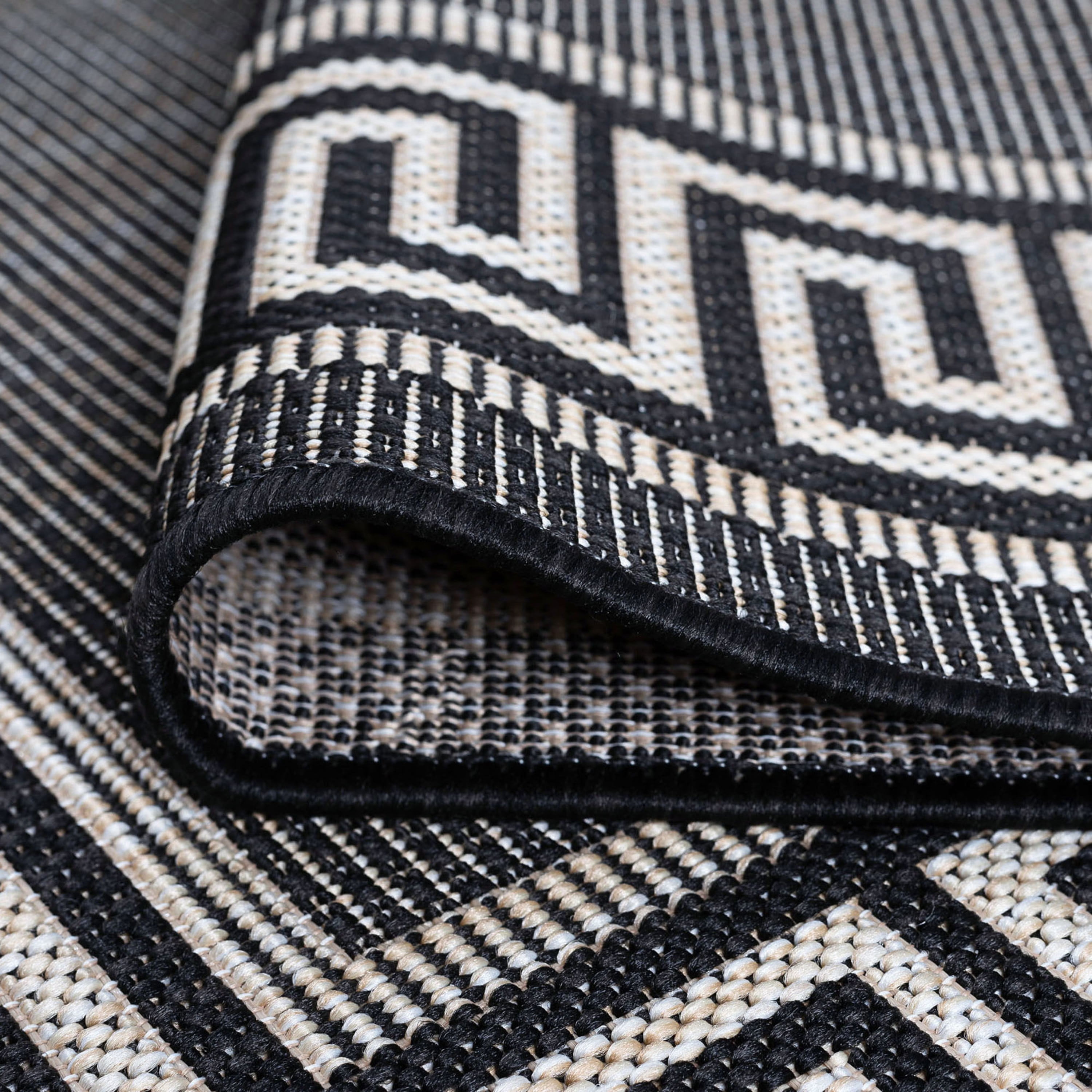 4x6 Water Resistant, Indoor Outdoor Rugs for Patios, Front Door Entry, Entryway, Deck, Porch, Balcony | Outside Area Rug for Patio | Black, Greek Key | Size: 4' x 5'3''