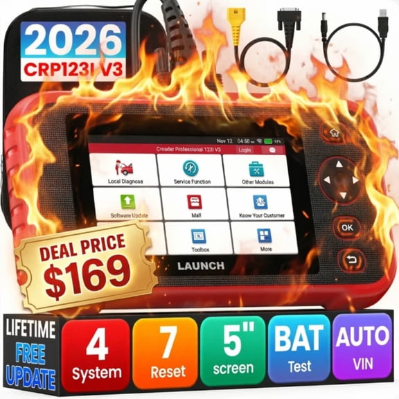 LAUNCH OBD2 Scanner Car Diagnostic Code Reader with 7 Reset Services, FCA SGW, AutoVIN, Throttle Adaptation, Battery Test, Oil Reset, Lifetime Free Update