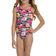 Angle View: Girls' Zebra Punch One Piece Swimsuit