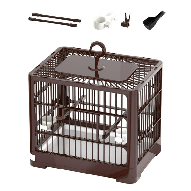 Jaula para pájaros loro, jaula de viaje para loros, plegable, fácil de limpiar, accesorios para mascotas, jaula para uso doméstico, casa para mascotas marrón