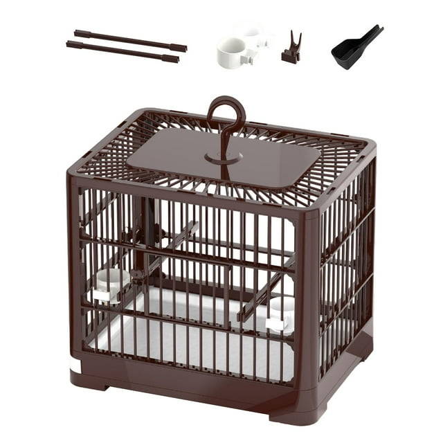 Jaula para pájaros loro, jaula de viaje para loros, plegable, fácil de limpiar, accesorios para mascotas, jaula para uso doméstico, casa para mascotas marrón