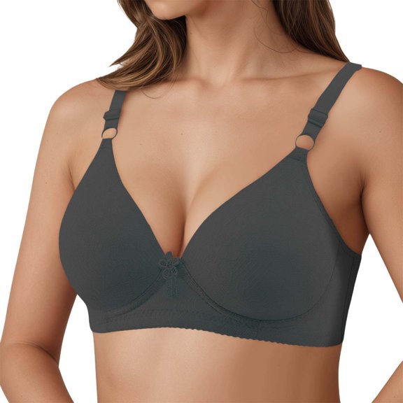 MDUKONU Bras for Older Women Front Closure Convenient Everyday Bras Mid Buttons Comfortable No Underwire Gathering Bras Size: 36 Black