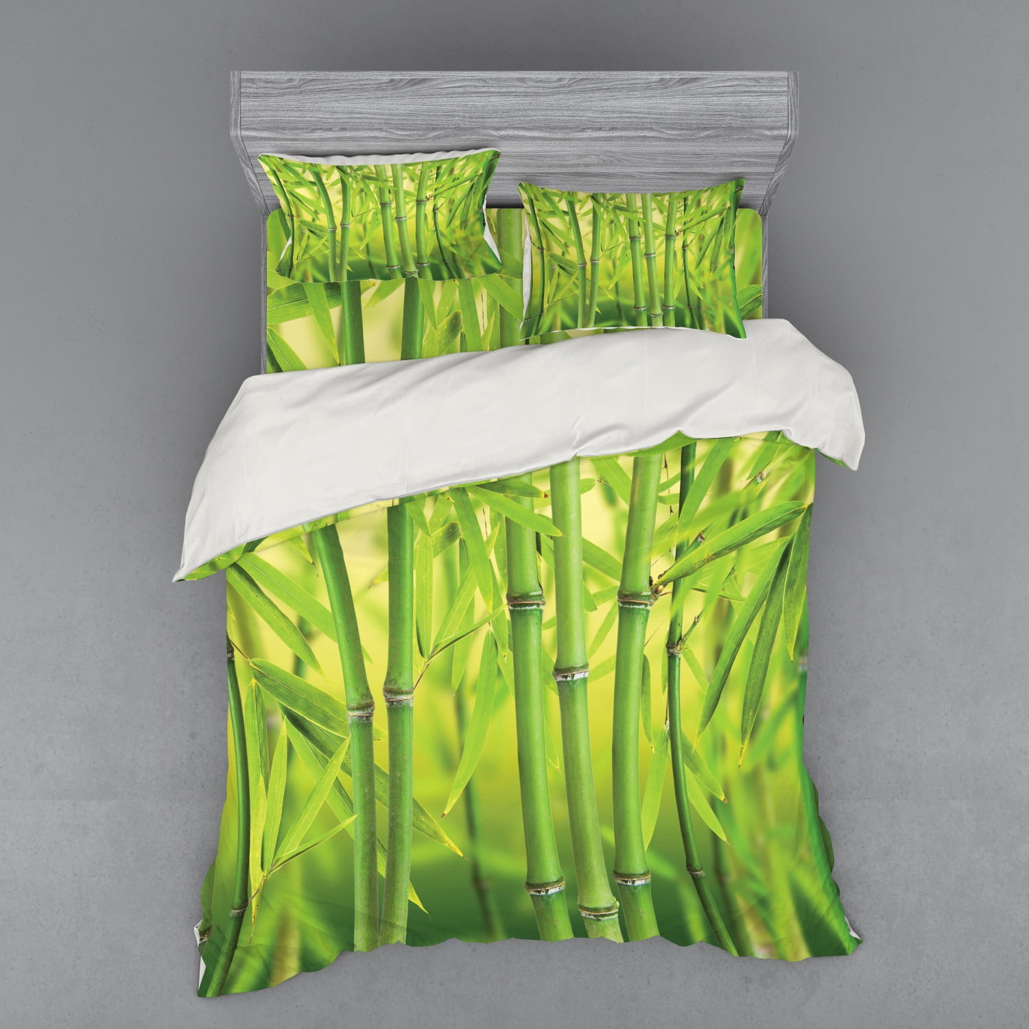 Bamboo Duvet Cover Set, Close up of Bamboo Sprouts Stems Nature in