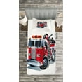 thumbnail image 3 of Ambesonne Truck Quilted Bedspread Set 2 Pcs, Brigade Vehicle Illustration, Twin Size, Grey Red, 3 of 3