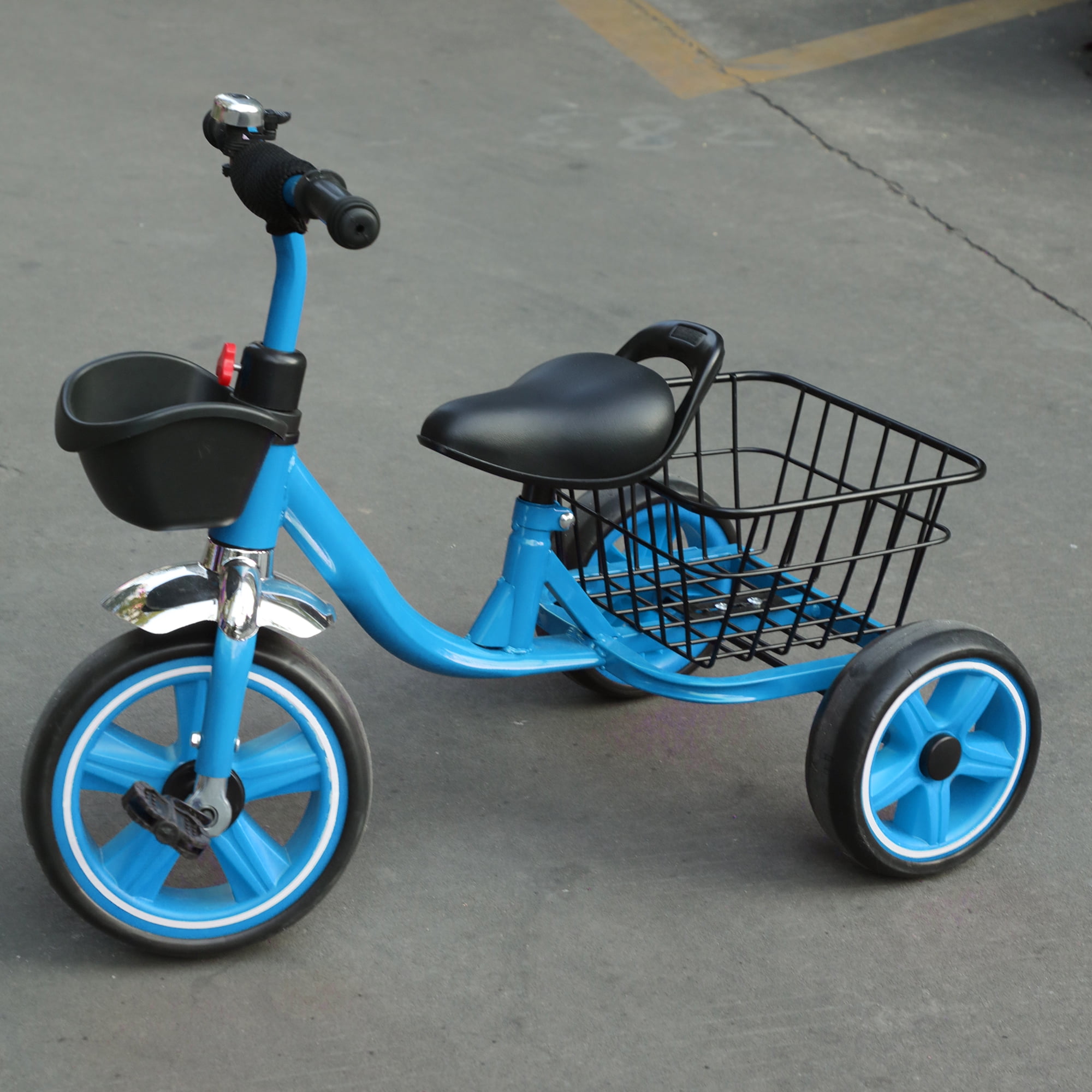 3-Wheel Trike Bicycle for Toddlers, Kids Pedal Tricycle Stroller with Basket, Folding Trike Bike