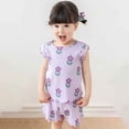 thumbnail image 4 of Girls' Clothing Sets, Toddler Boys Girls Short Sleeve Floral Prints Tops T Shirt Shorts Casual Outfits Back To School Outfits for Girls, 4 of 4