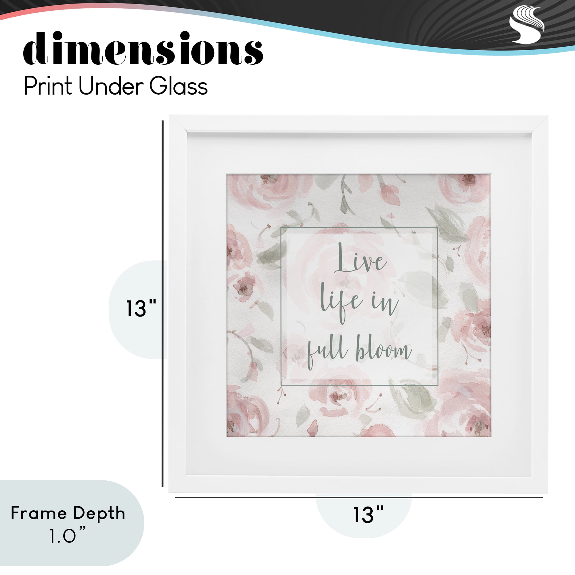 Stupell Industries Live Full Bloom Florals White Framed Print Under Glass, design by Carol Robinson