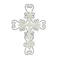 thumbnail image 6 of DecMode White Wood Carved Cross Cross Wall Decor with Metal Scrollwork, 6 of 8