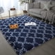 thumbnail image 2 of Alfombra de área azul marino para sala de estar, suave, de lujo, para dormitorio, grande, esponjosa, de felpa, grande, cómoda, alfombra de área (2 x 5 pies, azul marino/blanco) JAMW Sencillez, 2 of 5