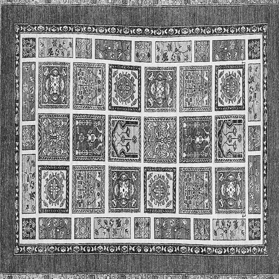 Ahgly Company Indoor Square Abstract Gray Modern Area Rugs, 7' Square