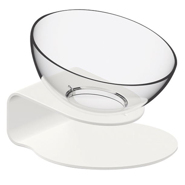 Plato ergonómico ajustable para mascotas con base antideslizante, diseño inclinado de 180° para cuidado cervical, color transparente, material resistente PC + ABS + Silicón, tamaño 15x13.6x10cm,