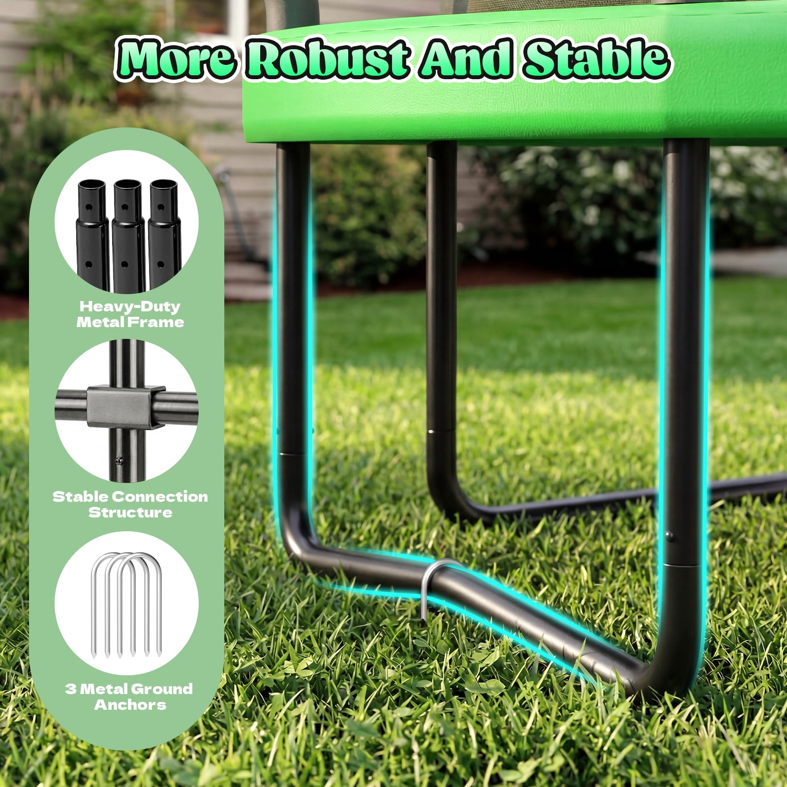 Outdoor Trampoline,Fashionsport Outfitters 8FT Round Jumping Trampoline with Ladder,String light,Sprinkler,Basketball Hoop Board,Recreational Backyard Trampolines Anti-Rust for Kids Gift