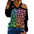 thumbnail image 1 of Las tapas del hombro para las mujeres Sexy Impresión digital 3D Camiseta de manga larga Primavera Cuello en V fino Jersey Túnicas, 1 of 5