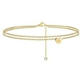 thumbnail image 1 of Fiudx Pulseras de Playa con Inicial de Corazón para Mujer (2022), Delicadas Tobilleras En Capas Bañadas En Oro de 14 Quilates, con Inicial de Letra y Corazón, Joyería de Playa., 1 of 2