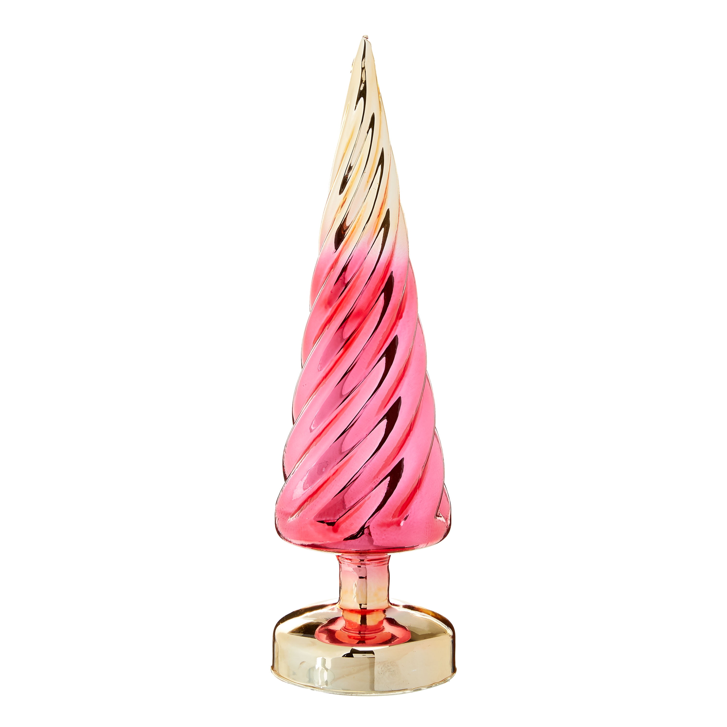 Packed Party Gold and Pink Glass Tabletop Christmas Tree, 11.8inch