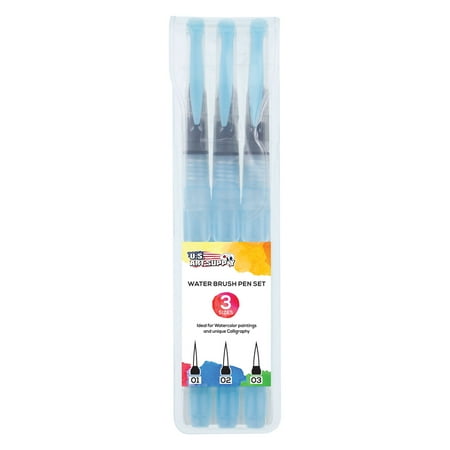 Side Water - U.S. Art Supply 3-Piece Water Coloring Brush Pen (Sizes - 01 Fine, 02 Medium, 03 Broad) - Refillable, Watercolor