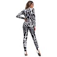 thumbnail image 5 of Mono con estampado de líneas blancas para mujer, traje de arte abstracto, traje de fiesta para mujer, traje de licra para fitness, 5 of 5