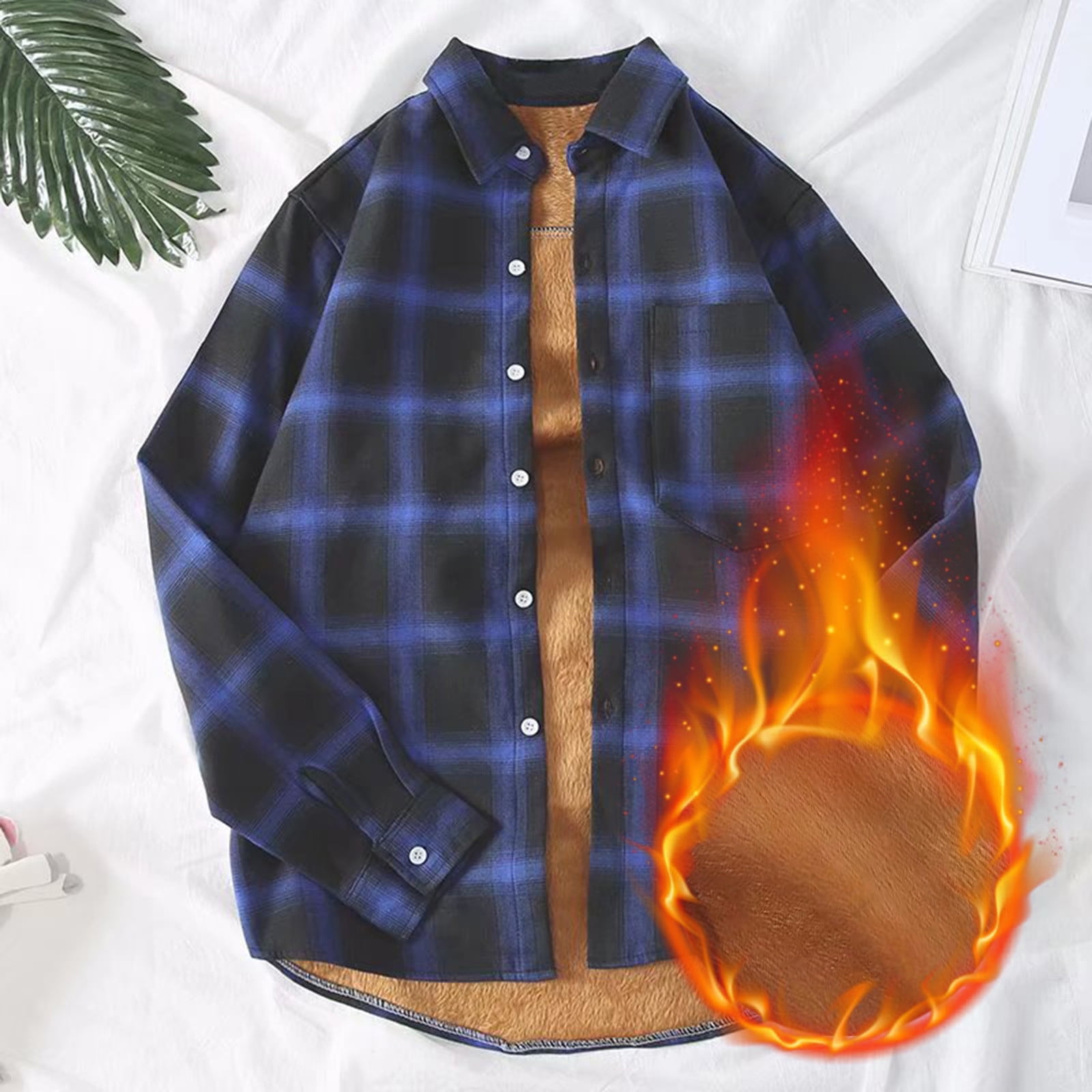 Chemise Carreau Homme Doublée Polaire Chaude Epaisse Manches Longues