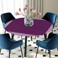 thumbnail image 3 of Dark Purple Geometric Round Fitted Tablecloth with Elastic Edge, Waterproof Table Cloth Table Cover for 45"-54" Tables, White Greek Key Design Abstract Modern Tablecloths for Dining Picnic Outdoor, 3 of 9