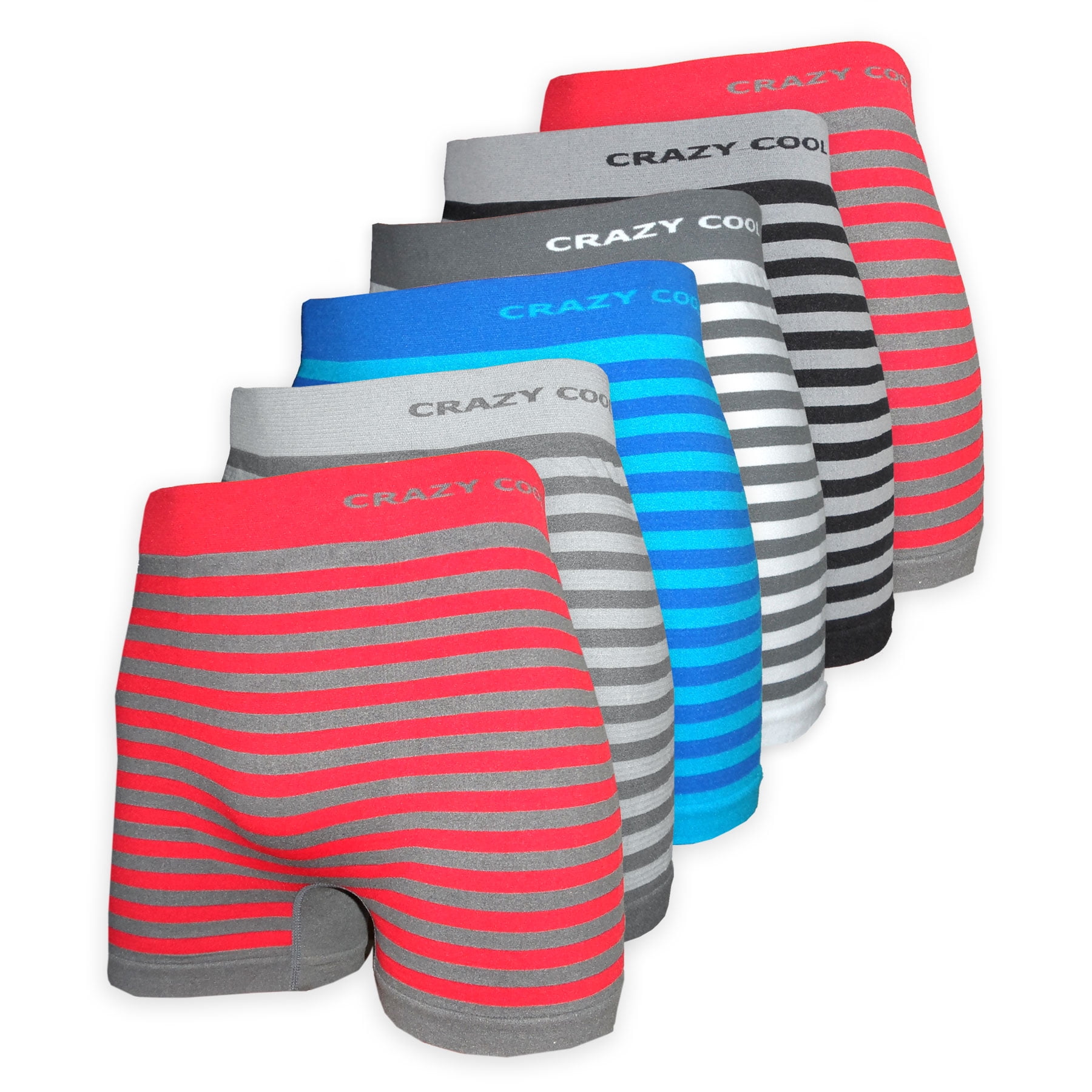 Crazy Cool Men's Seamless Boxer Briefs Underwear 6-Pack Set (Stripes ...