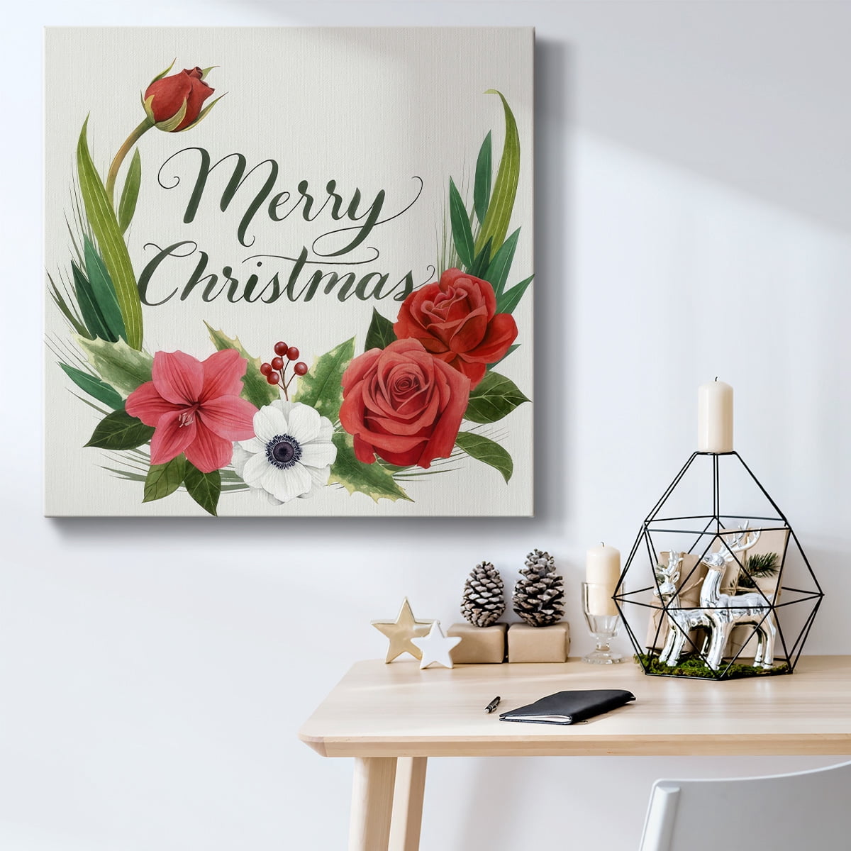 Christmas Flora Wreath I- Gallery Wrapped Canvas