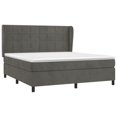 Box spring bed with mattress dark grey 180x200 cm velvet
