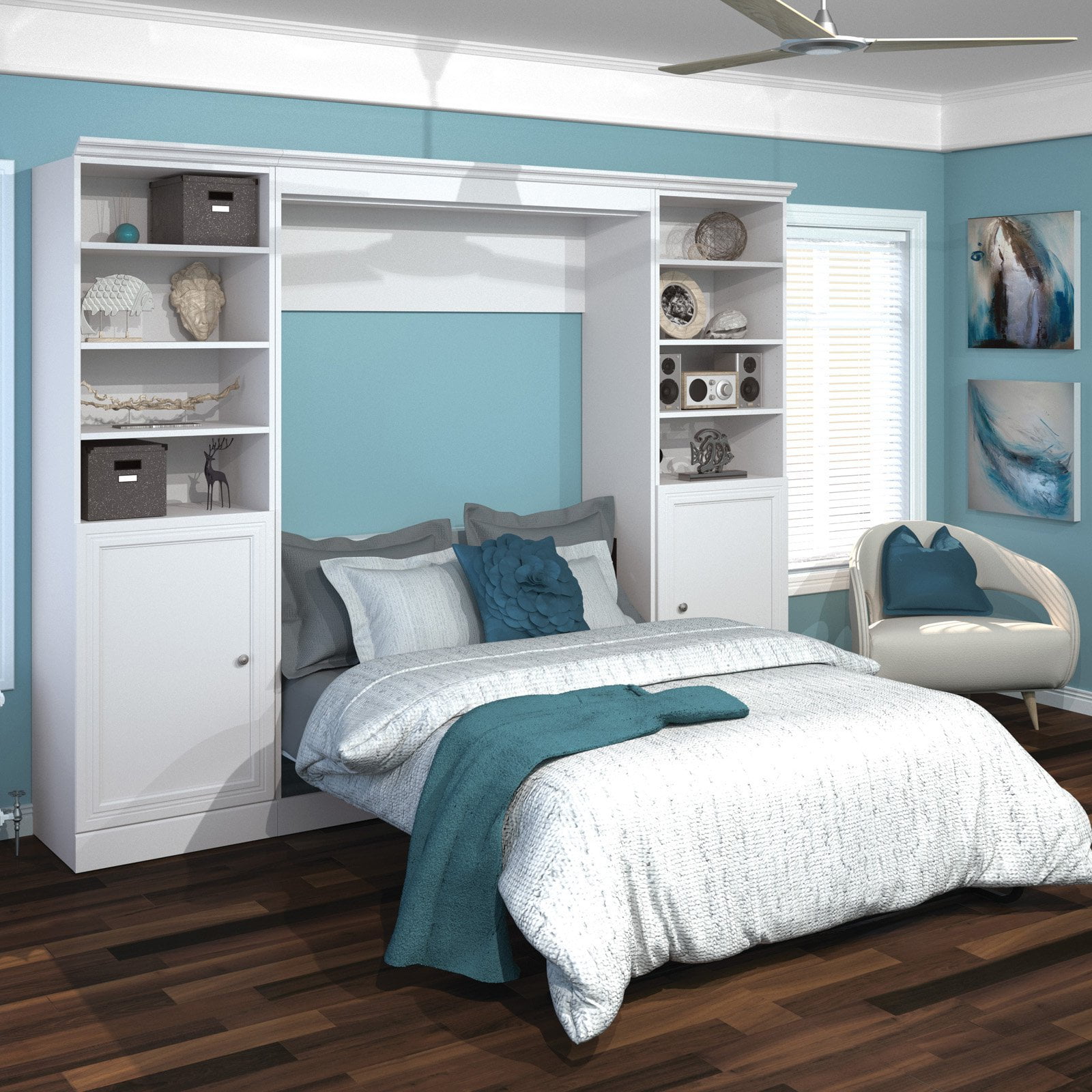 Versatile by Bestar 115'' Queen Wall Bed Kit Featuring Two Doors in White