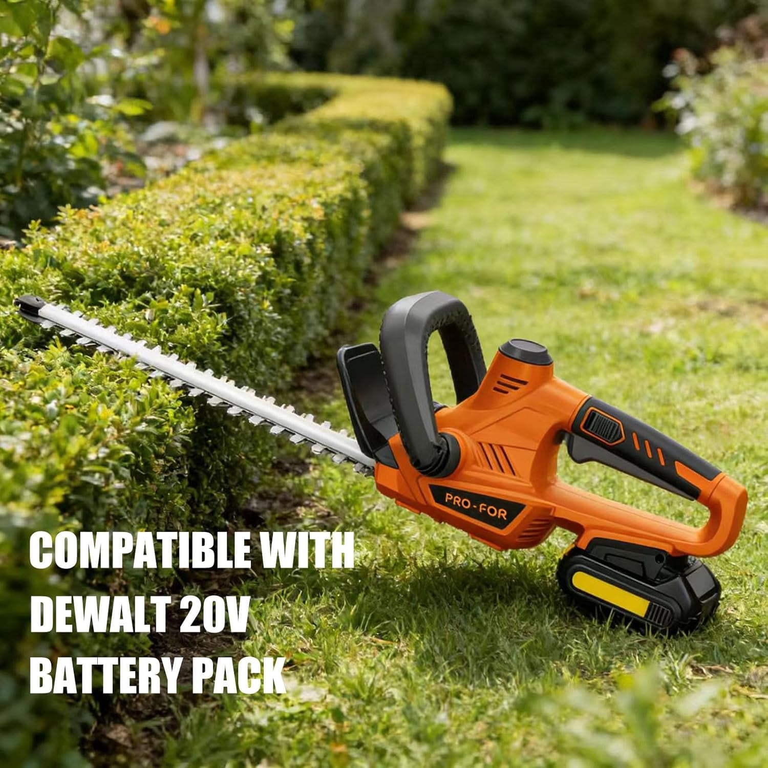 Cordless Hedge Trimmer Compatible with  20V Battery, 22 Inch Dual-Action Blade, Lightweight Electric Bush Trimmer for Garden Maintenance
