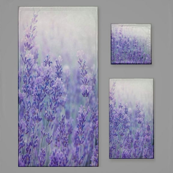 Purple Lavender Bath Towel Sets For Bathroom Hand Towels Fingertip Towels 3 Piece Soft Absorbent For Bathroom Kitchen Hotel Beach