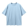 thumbnail image 6 of Womens Graphic T-shirts Short Sleeve Crewneck Back Letter Print Tee Cool Loose Summer Tops Light Blue XXL, 6 of 7