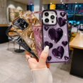 thumbnail image 5 of iPhone 14 Pro Max Case, Plating Bling 3D Love Heart, Cute Love Hearts Sparkle Phone Case for Women Girls, Soft TPU Full Camera Shockproof Protective Clear Case - Gold, 5 of 13